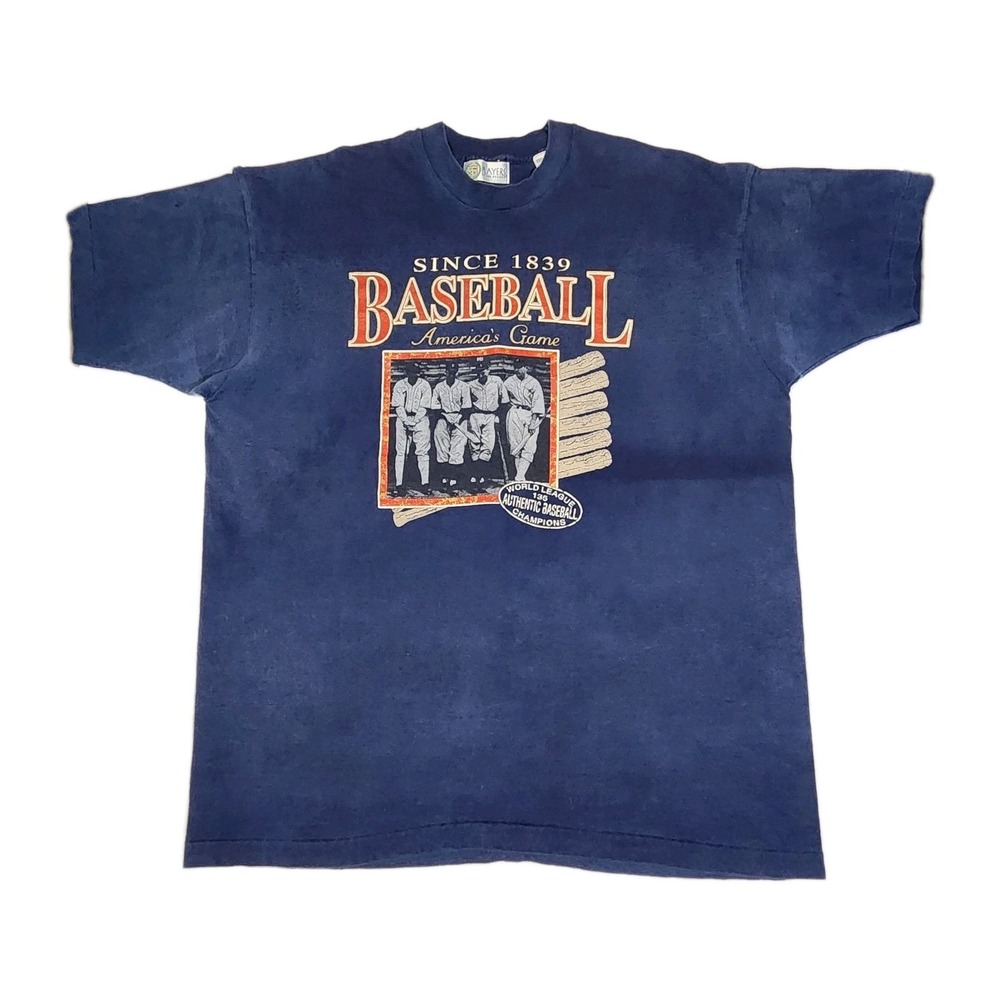 Vintage 80s Baseball Single Stitch T Shirt XL Made in USA Players Van Heusen